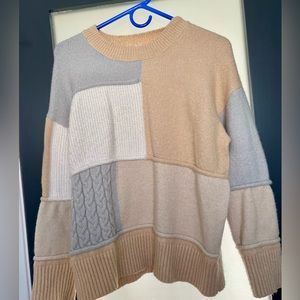 Pink lily color block sweater